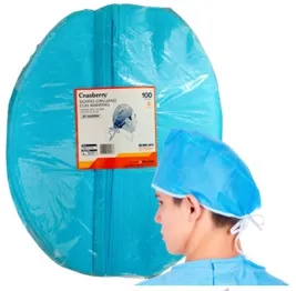 [10010964] Gorro cirujano desechable celeste c/tiras, 100 un